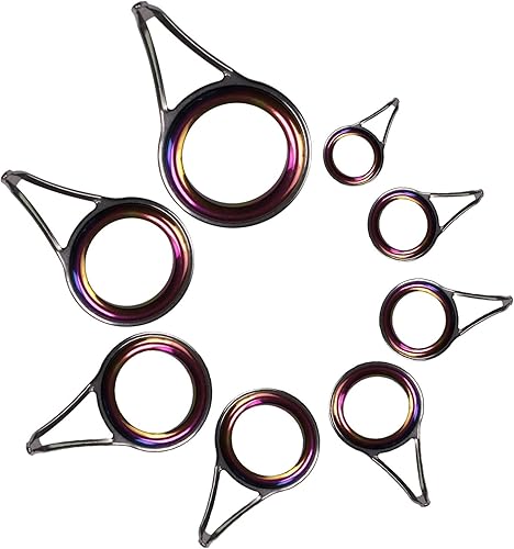 Miniatura 5 de QualyQualy Kit de reparación de puntas de caña de pescar, guías de caña de pescar, de acero inoxidable, con láser de arco iris, guía de punta de