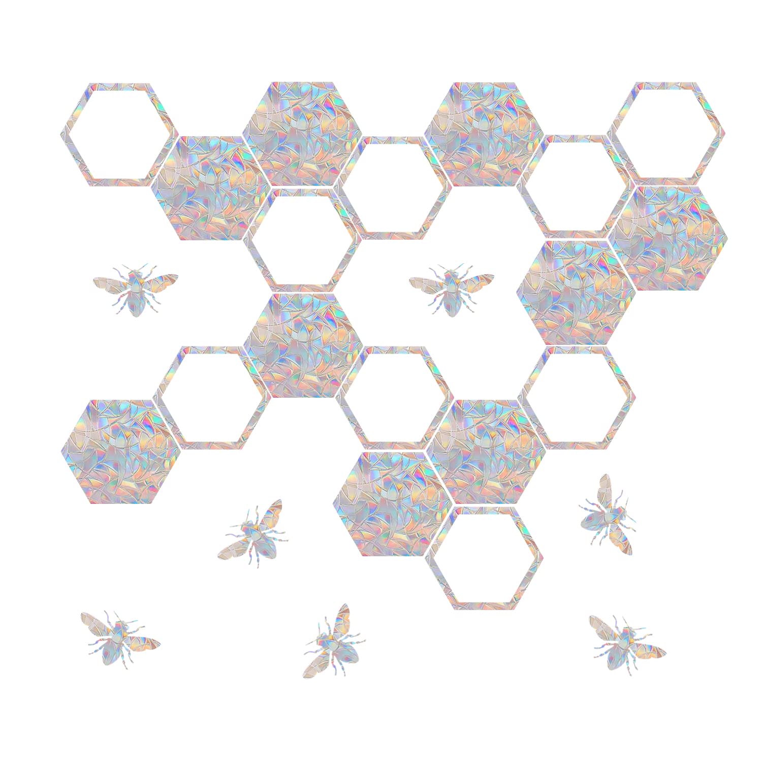 Bee Style Anti-Collision Prism Window Clings for Bird Strikes, 30 Pieces
