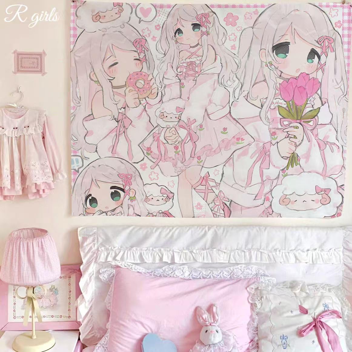 Hokmah Type-A Cute Tapestry For Bedroom Wall Tapestry, Y2k Kawaii Cutecore Room Decor Aesthetic Coquette Harajuku Banners Dorm Home (30 * 40'',)
