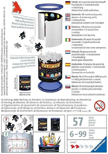 Miniatura 3 de Ravensburger 3D Puzzle 11276 11276-Utensilo Pac-Man - Soporte para bolígrafos de 54 piezas para fanáticos de Pac-Man a partir de 6 años, organizador