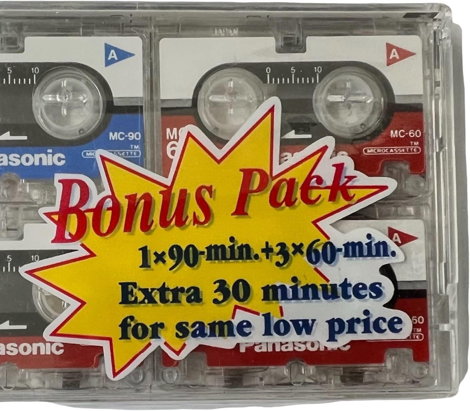 Panasonic Microcassette MC-60 4/pack- 3x 60 minutes & 1x 90 minutes