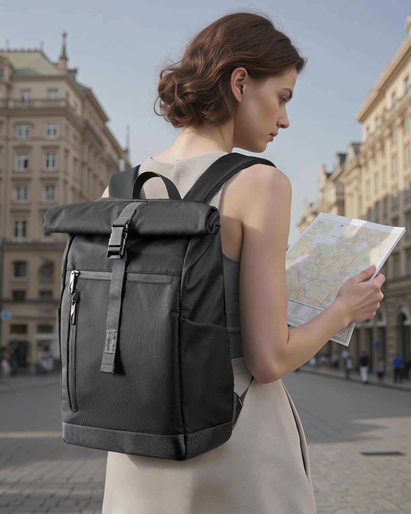 Inateck Zaino RollTop 13L-17L per Bicicletta, Tempo Libero, Lavoro, Sport, Viaggio, Elegante con Scomparto Laptop 15 Pollici