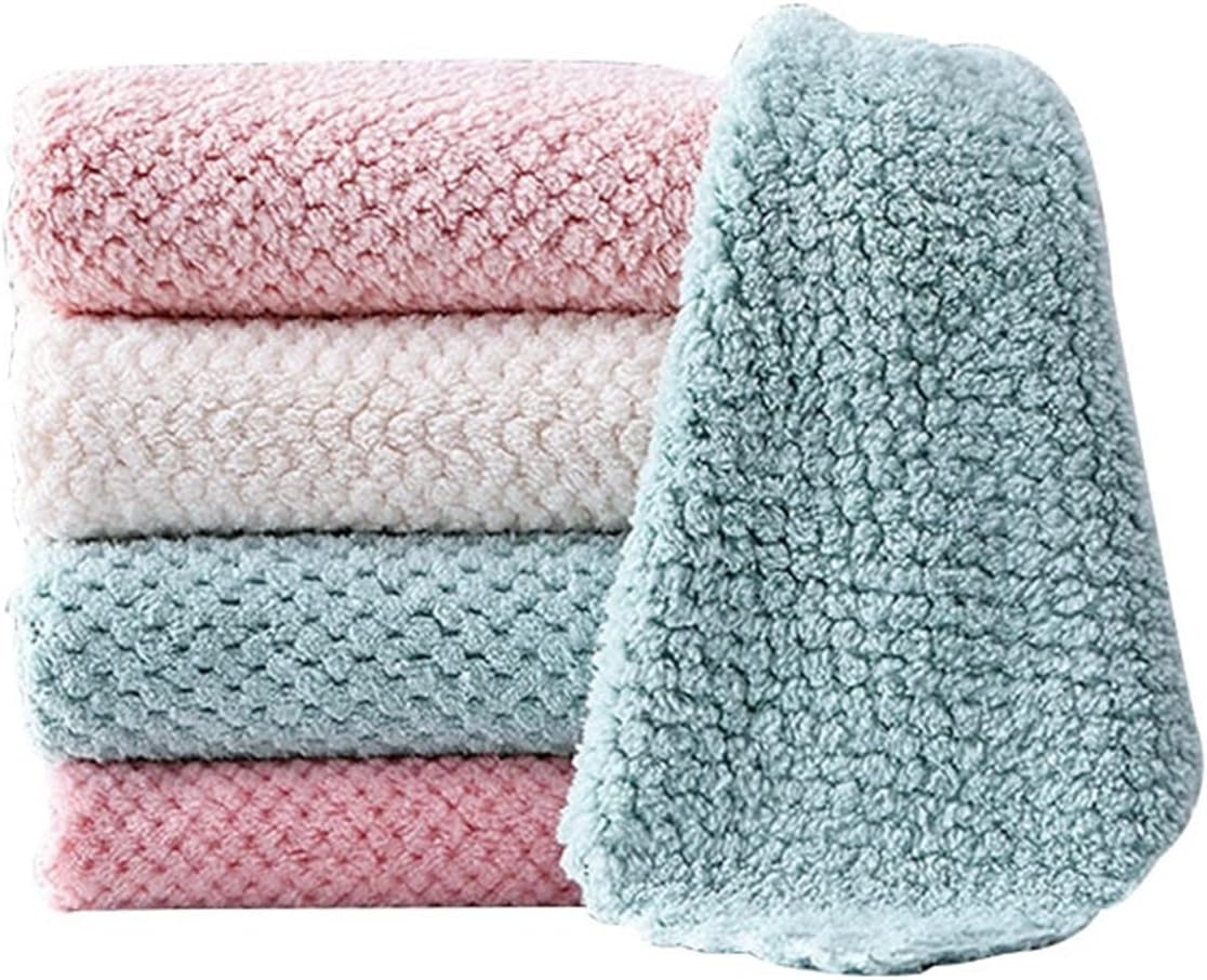 4ピースソフトマイクロファイバーキッチンタオルスーパー吸収性皿布アンチグリース拭き取りラグスノンスティックオイル家庭用クリーニングタ