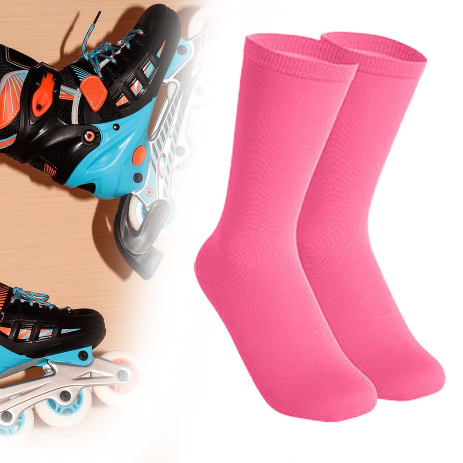 Calcetines Altos Para Patinaje Sobre Hielo - De Algodón Elástico, Largos (33 Cm), Unisex