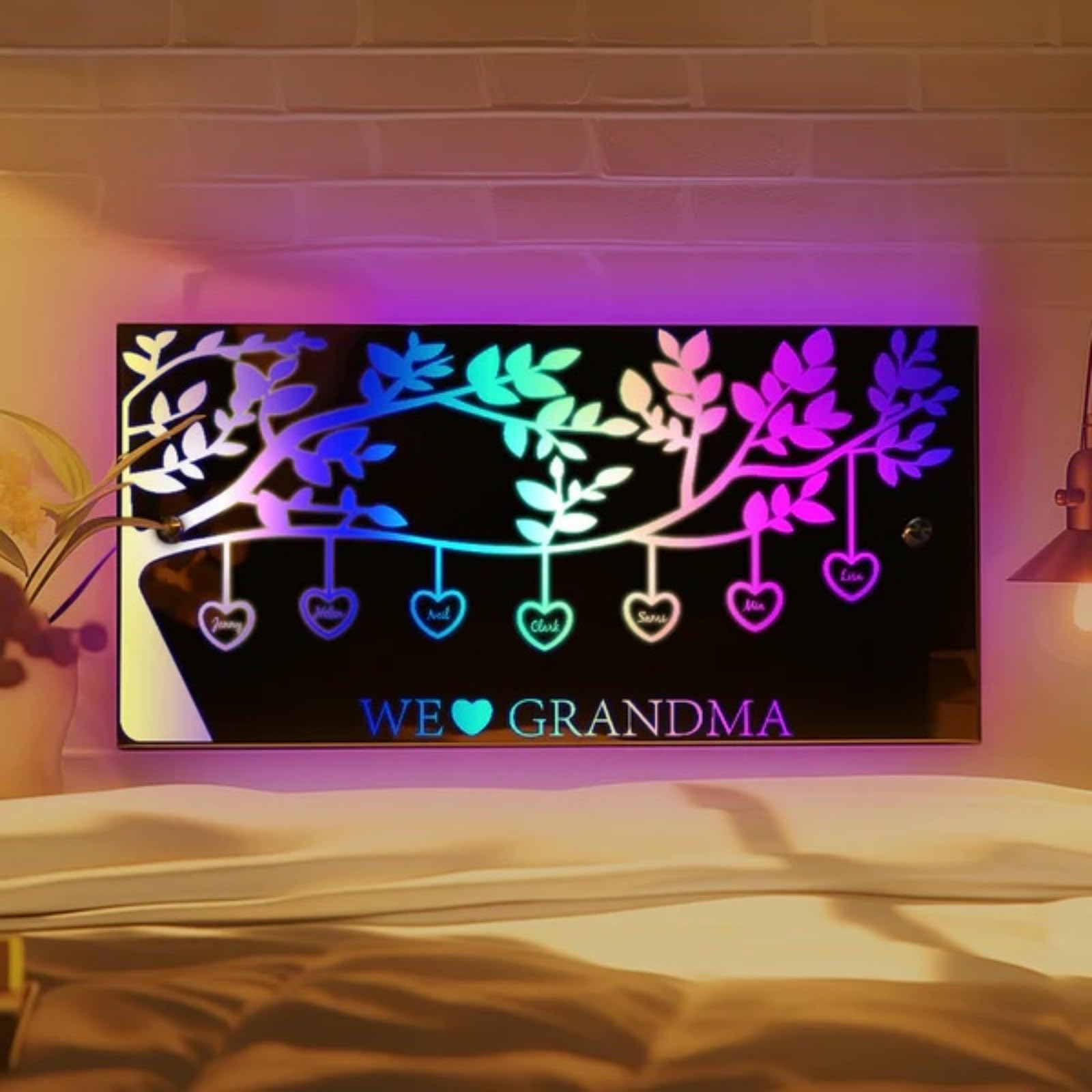 Insegna Led Personalizzata Con Nome Specchio Personalizzato,Led Scritta Neon Personalizzato Insegna Luminosa Luce Led Lampada Specchio Da Parete Arredamento Famiglia Regalo Per Compleanno (80x40cm)