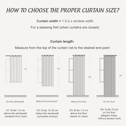 PONY DANCE Thermal Blackout Curtains - Thermal Insulated Curtain Anti Cold and Heat Energy Saving Eyelet Curtains for Bedroom, Width 140 cm x Height 240 cm, Grey, 1 Piece - 9