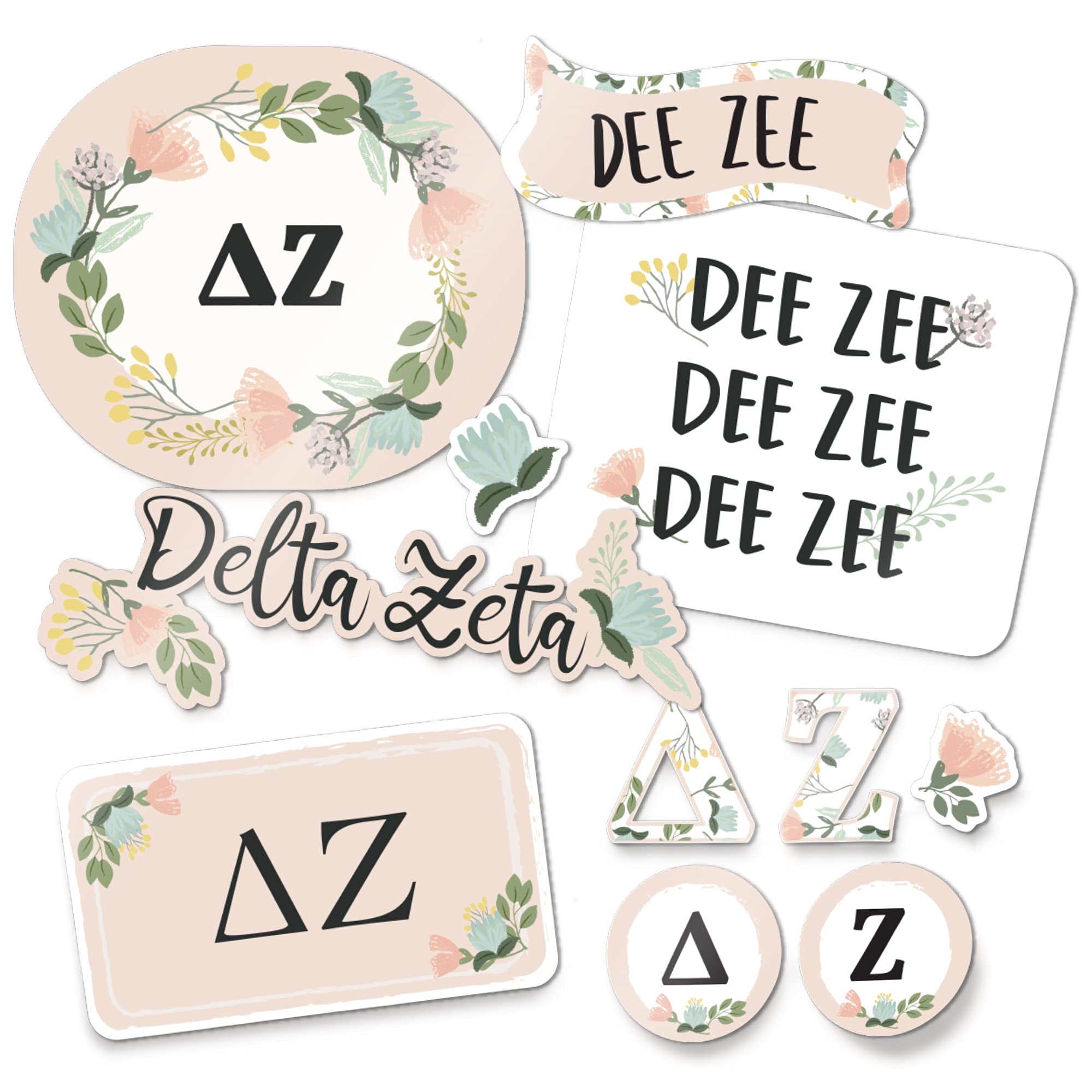 Adhesivo Delta Zeta floral decorativo para personalización de portátiles