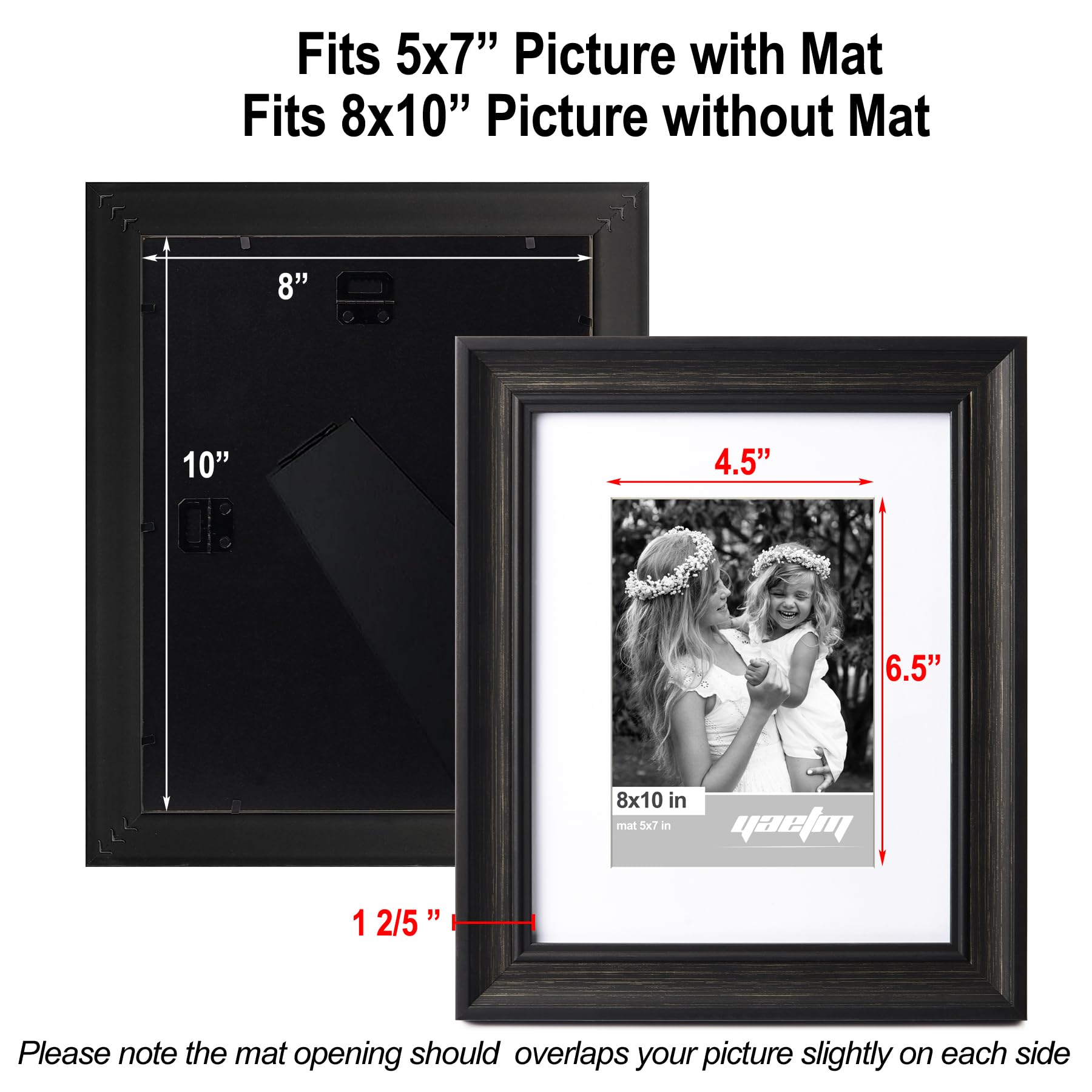 Amazon.com - Yaetm Black 8x10 Picture Frame Matted to 5x7 Set of 4