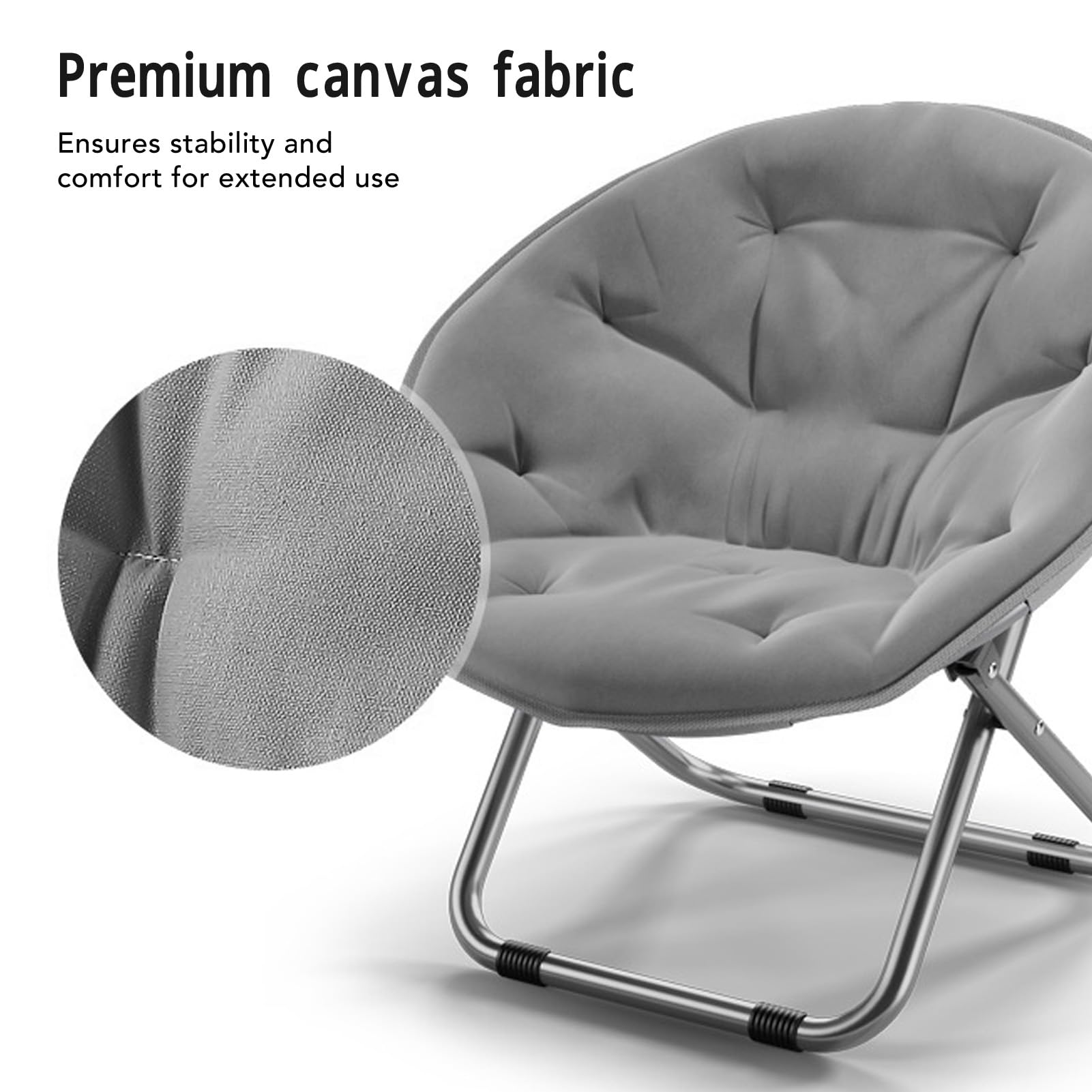 Krzesło Składane, Płócienne Krzesło Wypoczynkowe, Miękkie Księżycowe z metalową ramą, Ergonomiczne Oparcie, Idealne do Salonu, Sypialni, Pokoju Wieloosobowego, Balkonu, Plaży, do Użytku