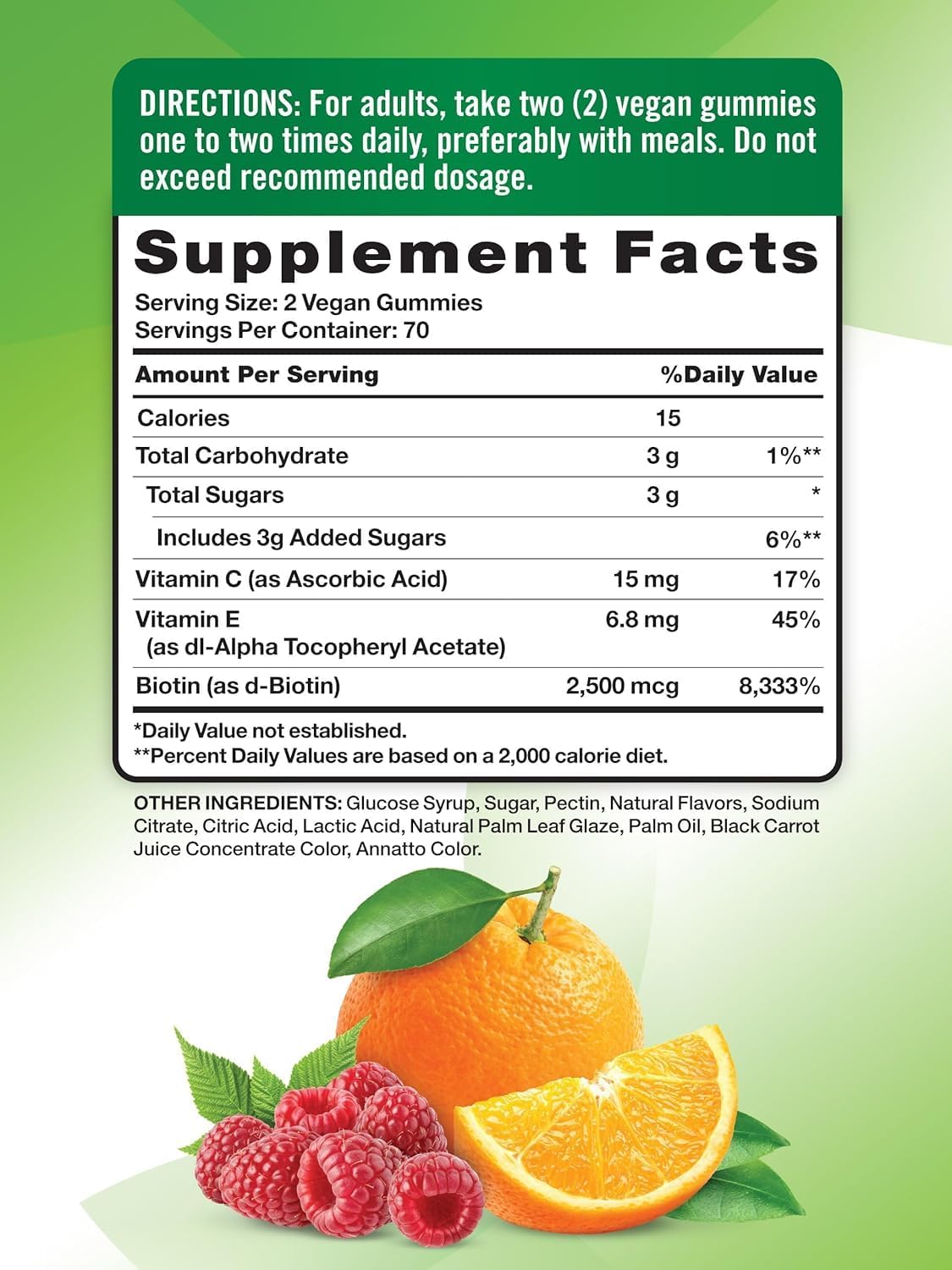 Nature's Truth Hair, Skin & Nails Gummies 2500 mcg Biotin Fruit Flavor - 80 ct, Pack of 2
