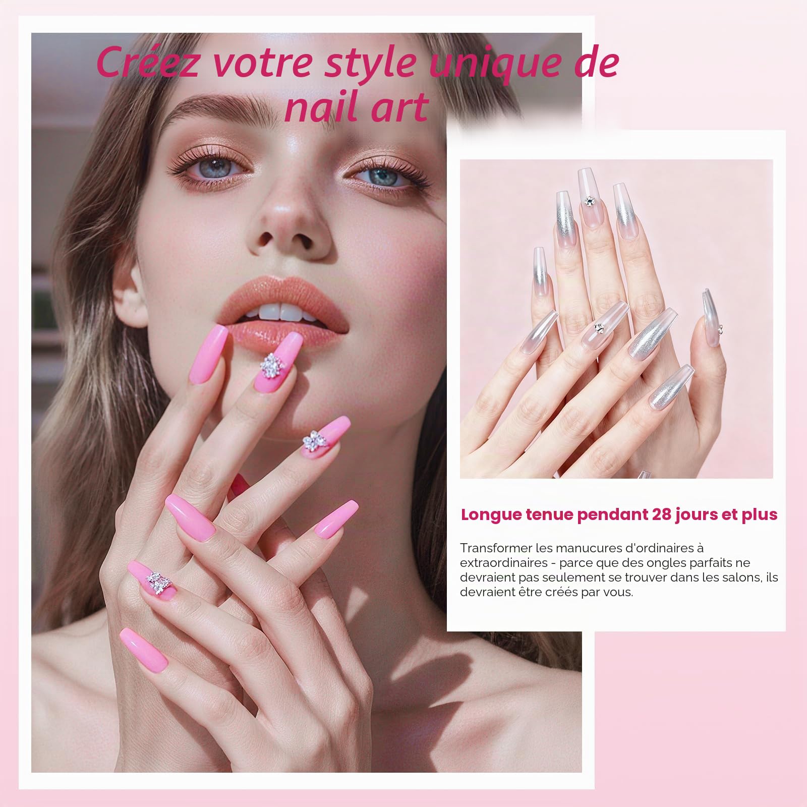 Yokilly Kit Ongle Acrylique Complet En Gel: Kit D'ongles en Acrylique pour Débutants avec UV Lampe Ponceuse Pour Ongles D'entraînement pour Les Doigts - Manucure Extensions D'Ongles En Gel Kit