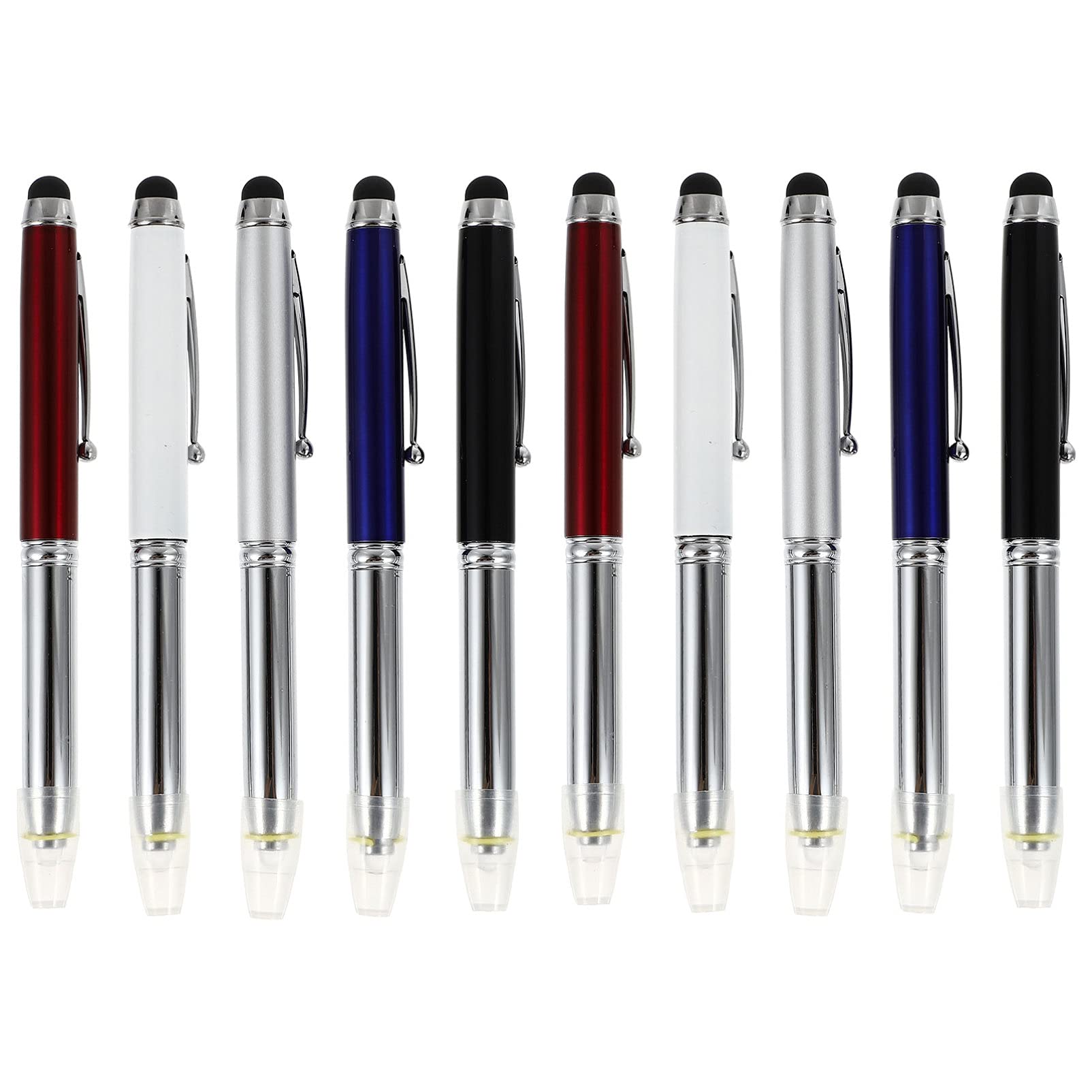 Touchscreen Pens 10 Pezzi in Acciaio e Plastica con LED Nero | Festa Scuola Decor, Penna Digitale per Tablet e Smartphone, Pennini per Touch Screen