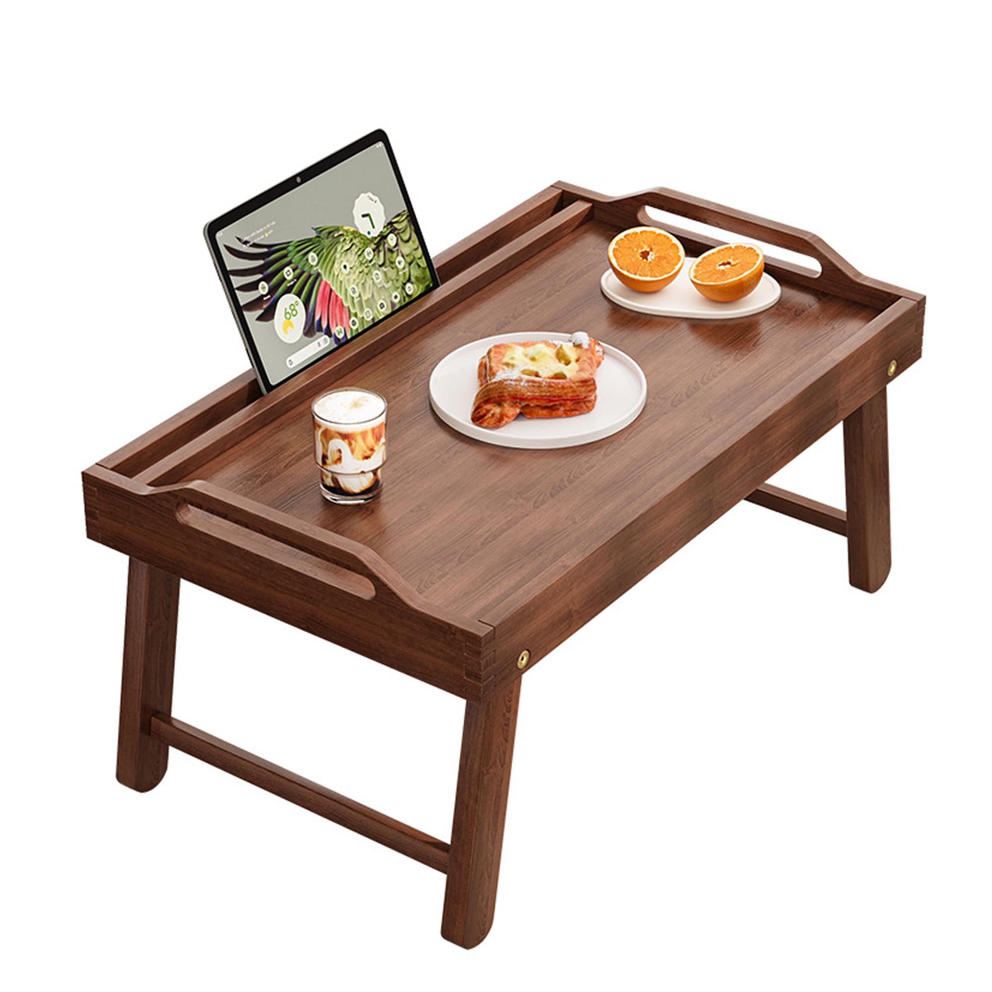 Plateau de chevet pliable, table de chevet à pieds pliants, plateau de nourriture et de collation, table de chevet, bureau pour ordinateur portable, convient pour les lits, canapés, salle à