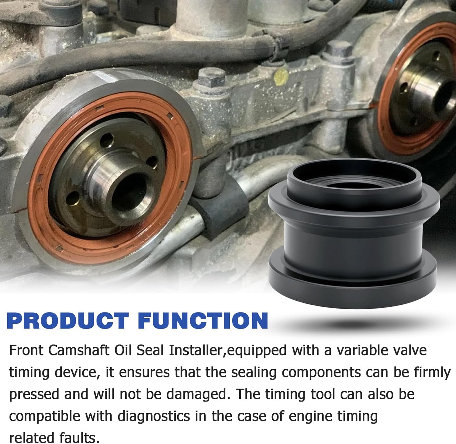 Front Camshaft Oil Seal Installer Compatible with Volvo V60 XC70 XC60 S60 S80 V70 V40 S70 XC90 S40 V50 C70 C30 B5254T12 B5234T3 B4184S3 Engine Cam Seals Installation Tool Replace for 9995718 9173