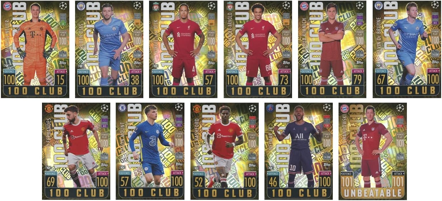 TOPPS MATCH ATTAX 2021/22 Full 11 Card Hundred Club Set