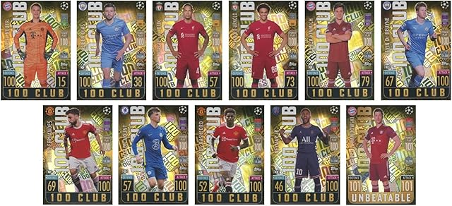 TOPPS MATCH ATTAX 2021/22 Full 11 Card Hundred Club Set