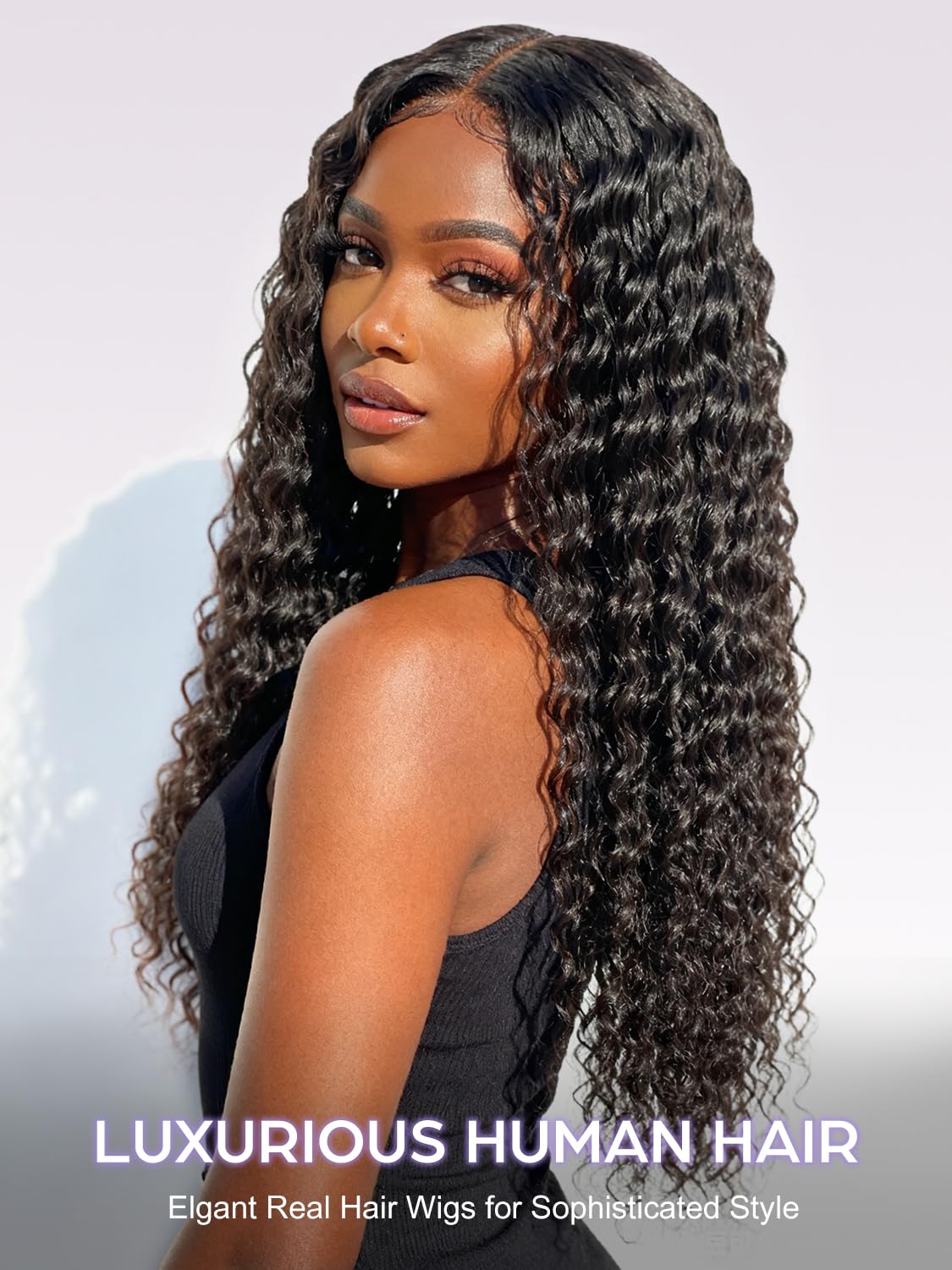 32 Pouces Perruque Bresilienne Cheveux Humain Deep Wave 200% Densité 13x6 Perruque Femme Naturelle Bouclée sans colle Water Wave HD Lace Front Glueless Wig Human Hair For Women Couleur Naturelle(81cm)