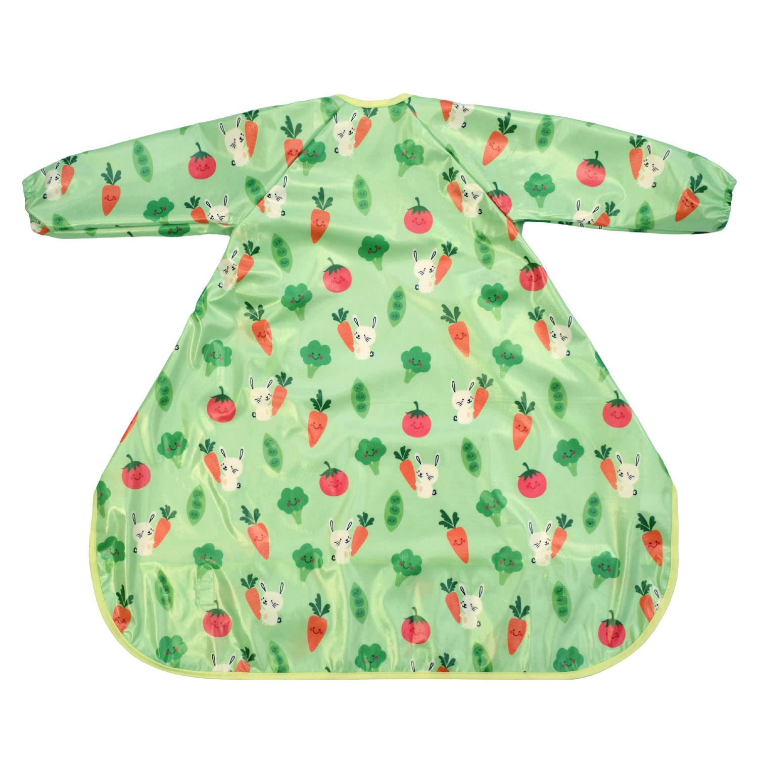 Bibetta Green - Bunny & Veg Wipeezee Wipe Clean Coverall Weaning Bib With Sleeves
