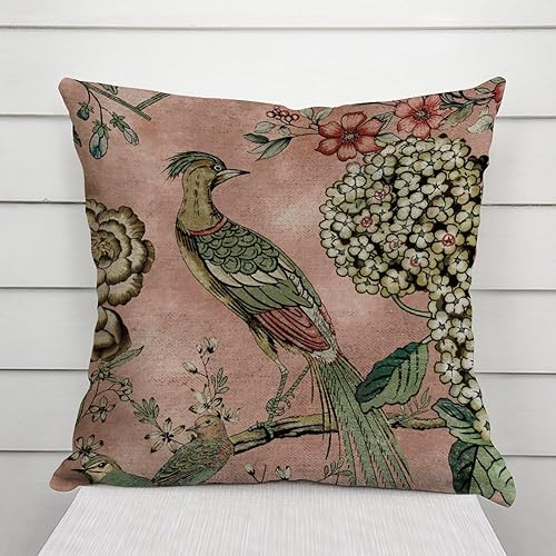 Miniatura 3 de Fundas de almohada estilo europeo estilo chinoiserie, funda de almohada asiática, 22 x 22 pulgadas, estilo rústico, para dormitorio, sala de estar,