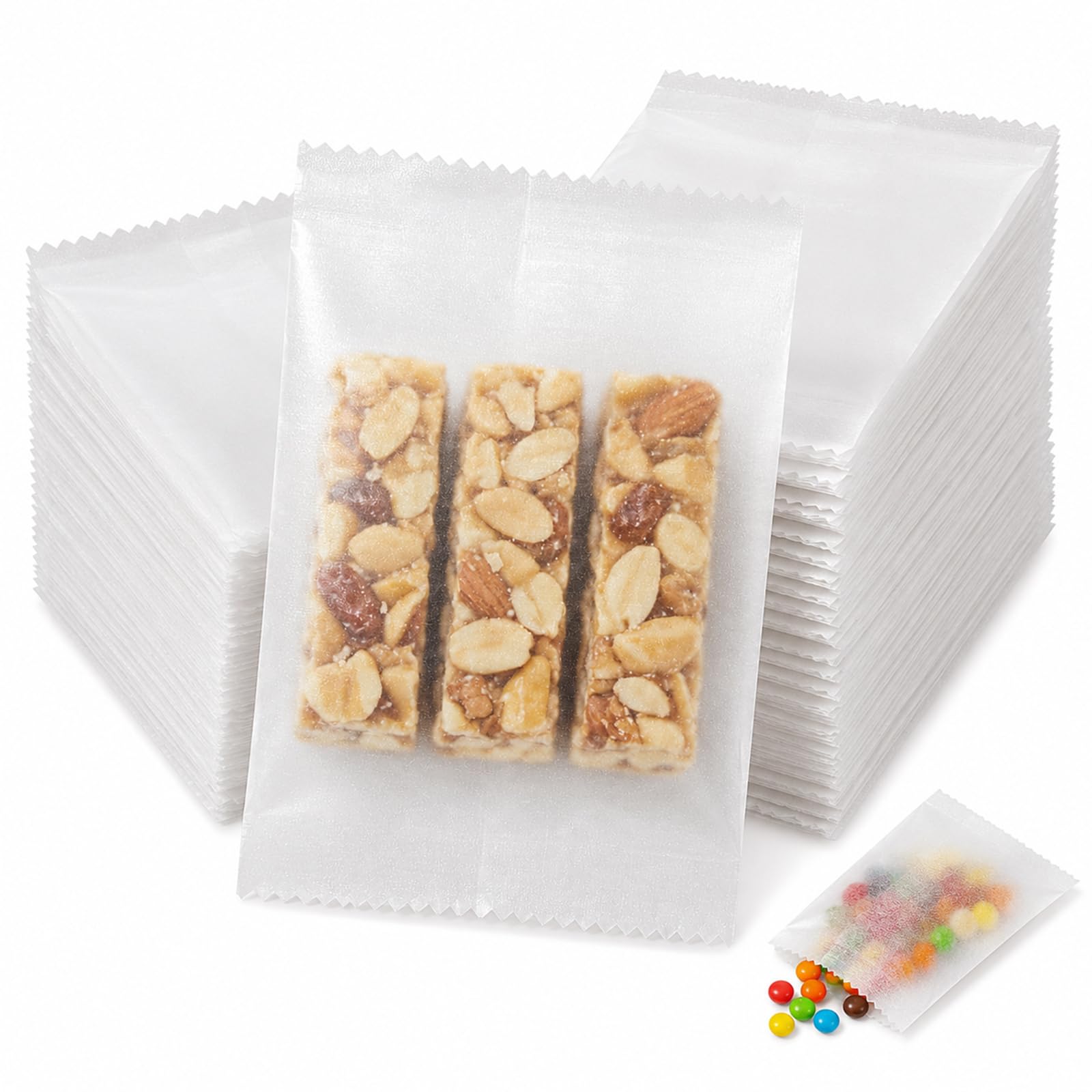 100pcs Heat Seal Individual Cookie Bags, Matte Clear Cellophane Treat Bags for Homemade Caramels Chocolate Candy Desserts Snack Packs, 7x10cm (2.8x3.9 inch)