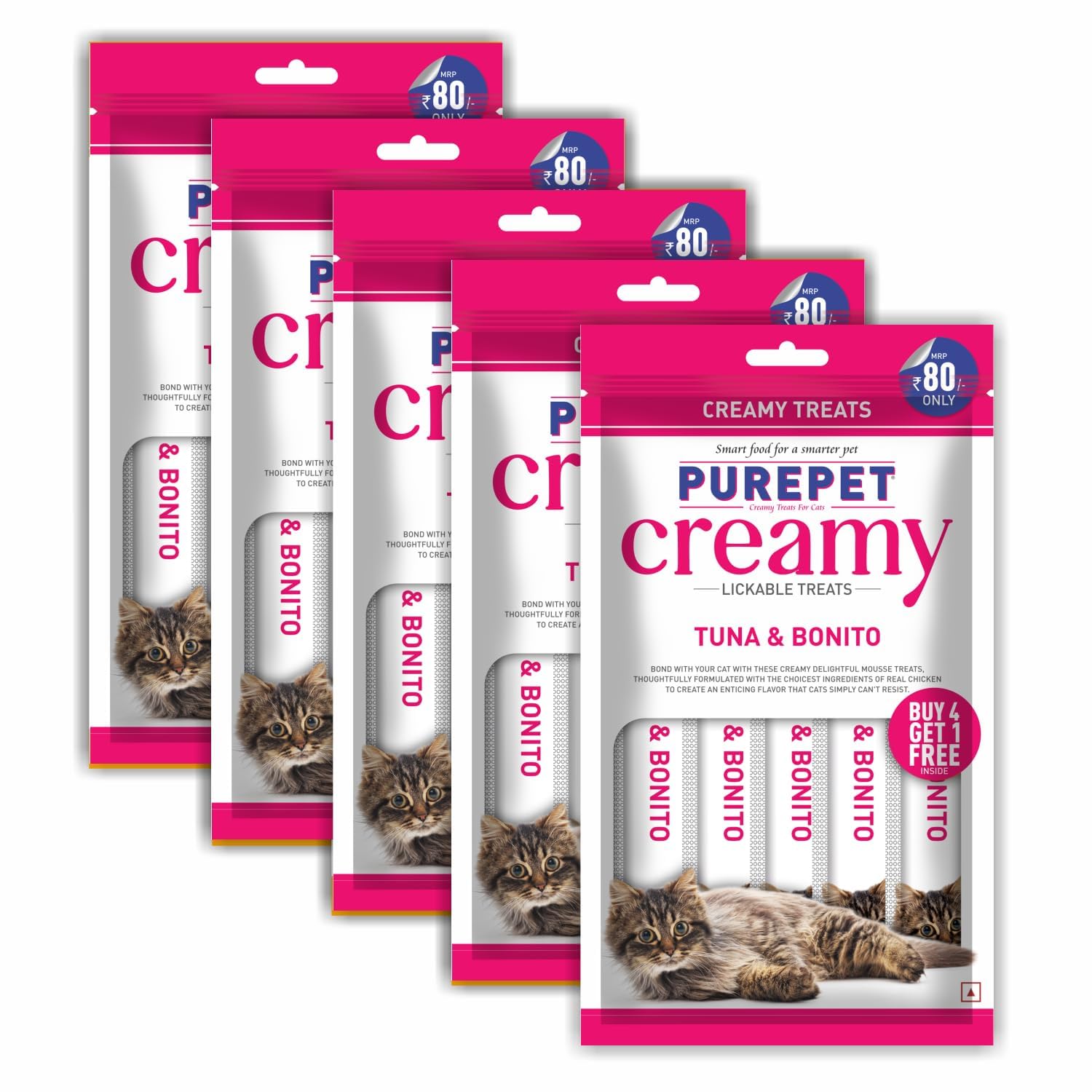 Purepet Creamy Cat lickable Treats, Tuna & Bonito, Pack of 5 X 75 g, Total 375 g (B0CX9CN52G) Amazon Price History, Amazon Price Tracker