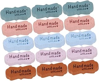 DECORNIJIA 100 piezas Etiquetas para Coser Unidades de Etiquetas para Ropa Hechas Mano Resistentes y Suaves para Accesorios DIY Colores Surtidos Rosa Verde