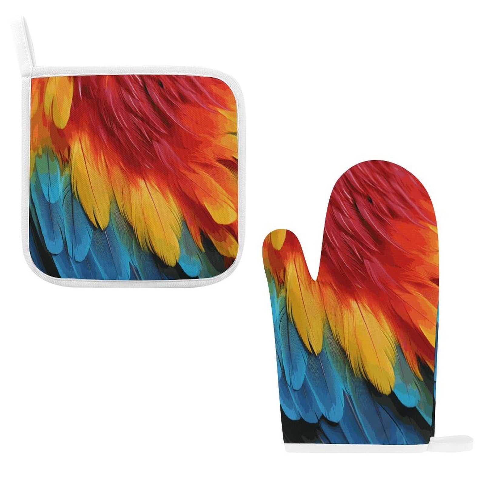 Fodpand Style Fantastic Parrot Feather Oven Mitts And Pot Holders Sets