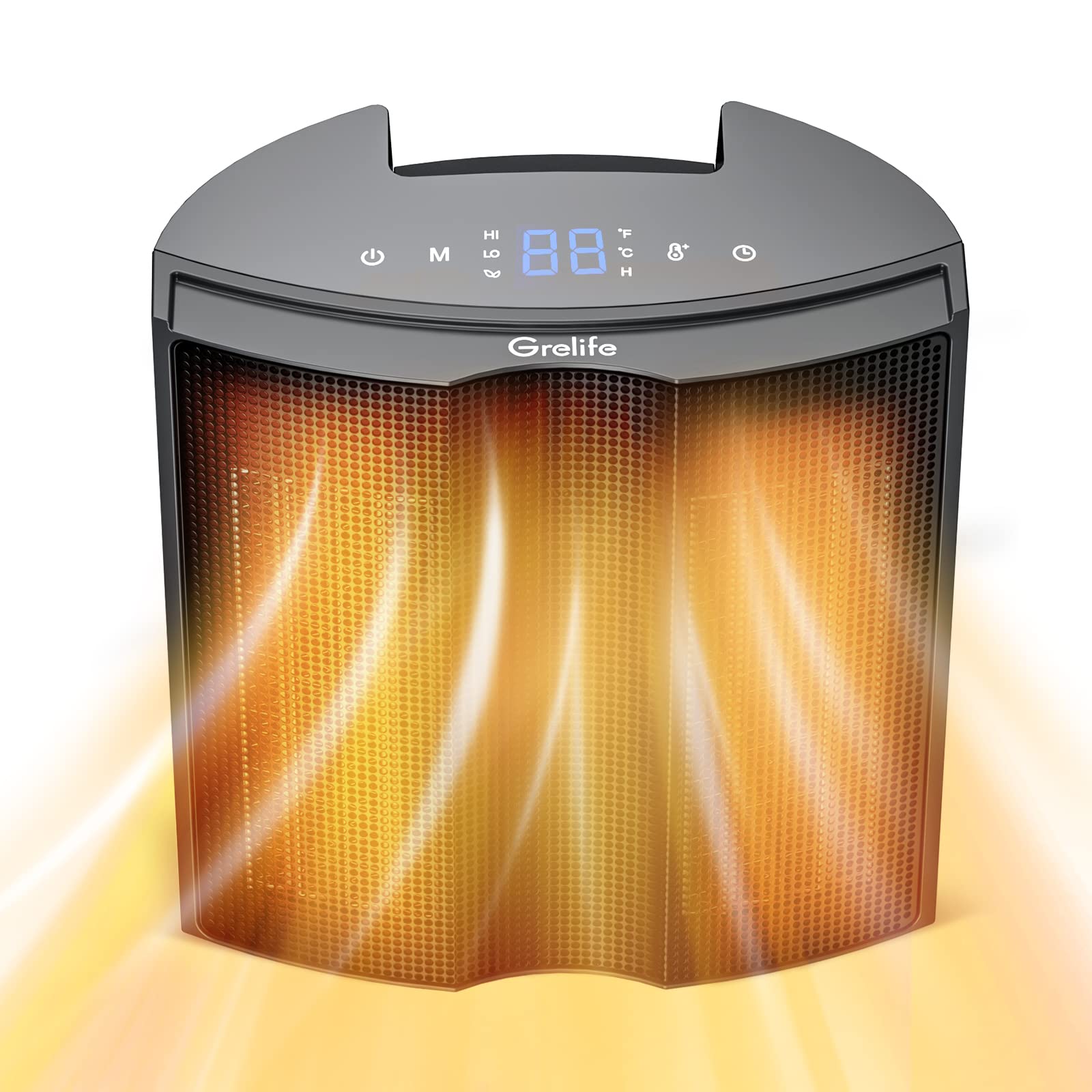Grelife Fast Heating Space Heater for Indoor Use, 1500W Dual PTC