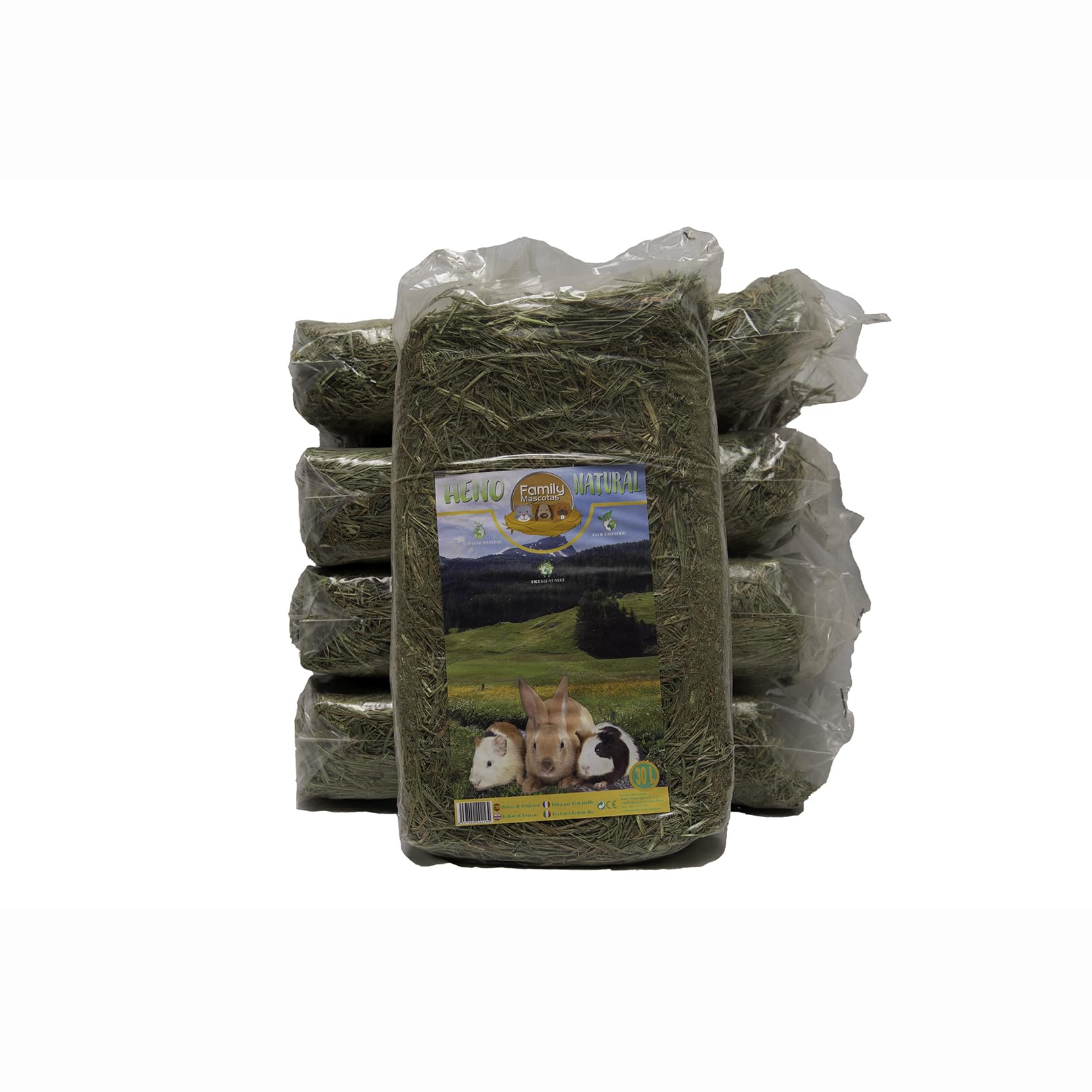 TresGatos Heno Natural Conejos Cobayas Hamsters 60 litros 2 KG 2 Packs