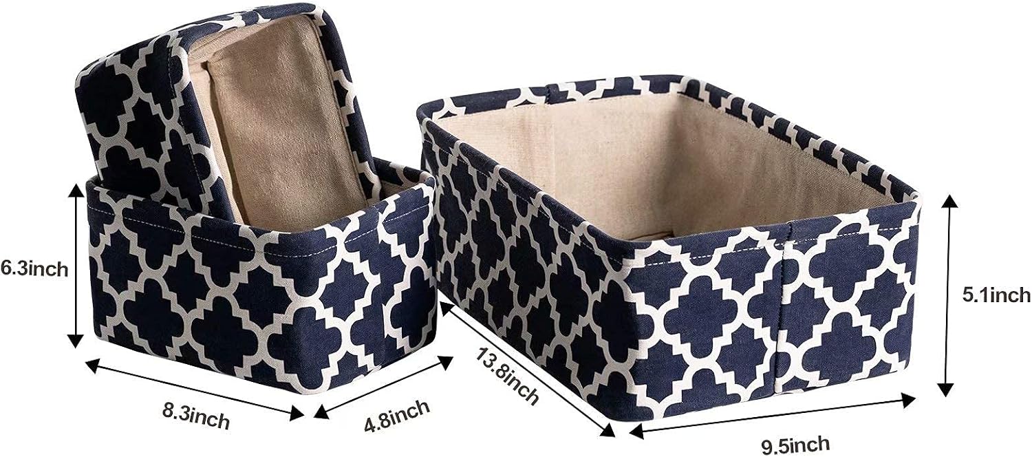 ELONG HOME Small Storage Basket 3 Pack, Small Storage Basket for Organizing Closet, Small Closet Baskets for Desk and Drawers, Dark Blue