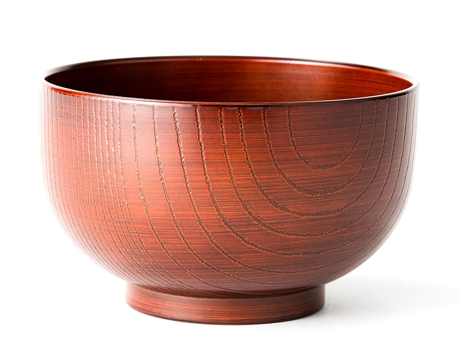Aizu Lacquered Soup Bowl – Wood Grain Red