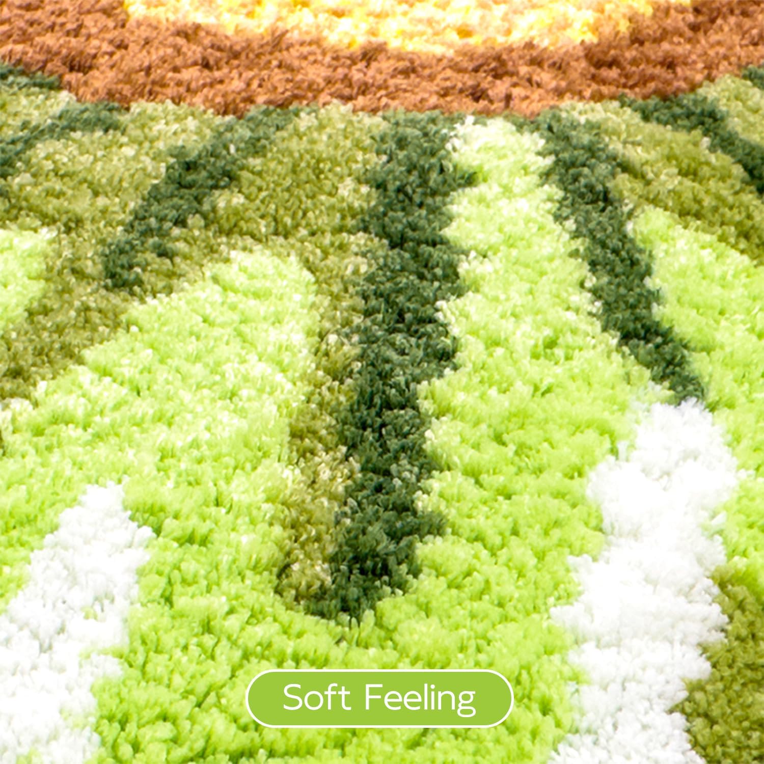 Green Flowers Bath Rug, Floral Mat for Bathroom Cute Plant Non-Slip Floor Mats, Washable Microfiber Carpet for Living Room Home Fast Dry Area Rug