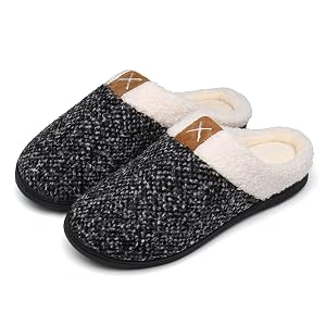 UBFEN Womens Mens Slippers Memory Foam Comfort Fuzzy Plush Lining Slip On House Shoes