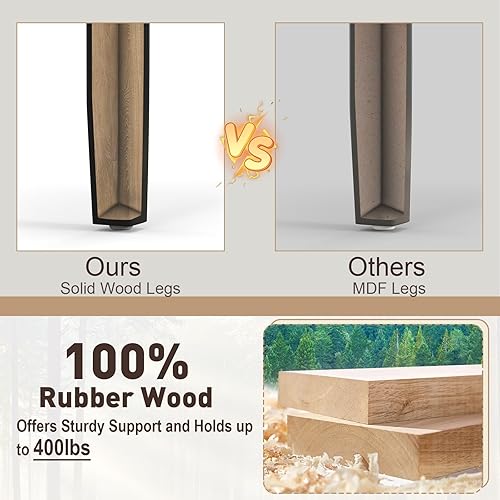 Miniatura 5 de Giantex Juego de 4 sillas de comedor de madera, color negro, sillas de cocina sin brazos con patas de madera de goma maciza, almohadillas