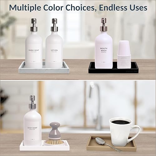 Miniatura 34 de Bandeja de encimera y tocador, 2 bandejas pequeñas de silicona de 7.7 pulgadas, bandeja de jabón de cocina, soporte para jabón de cocina, Gris