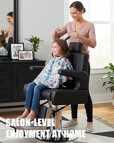 Miniatura 27 de Silla de peluquería para estilista, silla de belleza reclinable con bomba hidráulica de alta resistencia, silla giratoria de 360° para peluquería