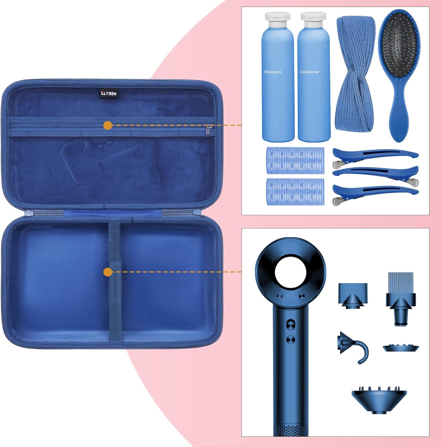 Hair Dryer Case Compatible with Dyson Supersonic Hair Dryer, Laifen SE / SE Lite, Slopehill 1902, Cosy Companions ZCY883, ANNE BETTY Blow Dryer Cases, Blow Dryer Storage Cases, Purple(Case Only)