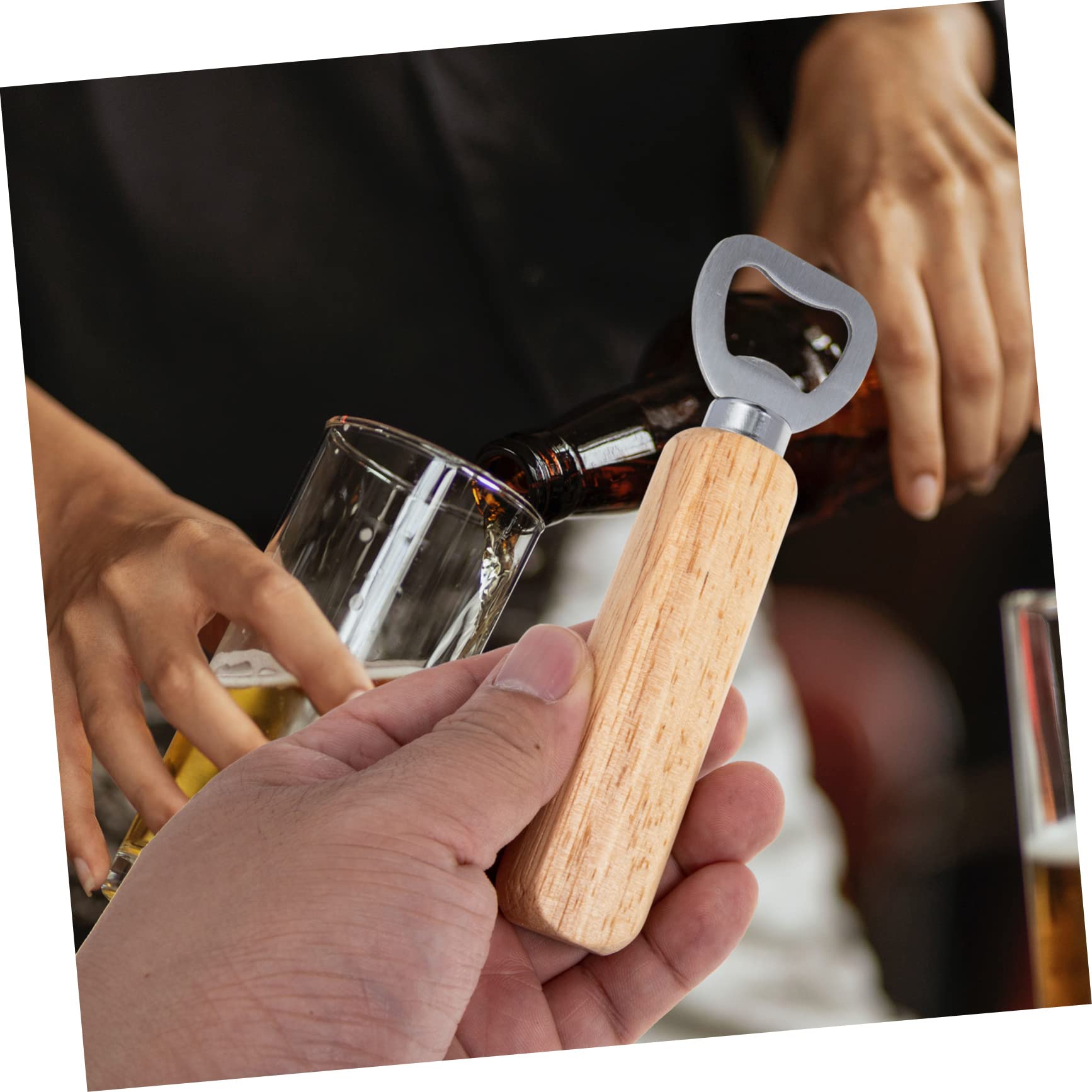 Amosfun 4 Sätze Korkenzieher Aus Holz Gestell Bier Cocktail Hydro Wein Bar Flaschenöffner Gadgets Dosenöffner Barkeeper Flaschenöffner Flaschendeckelentferner Khaki Metall 4 Stück * 4