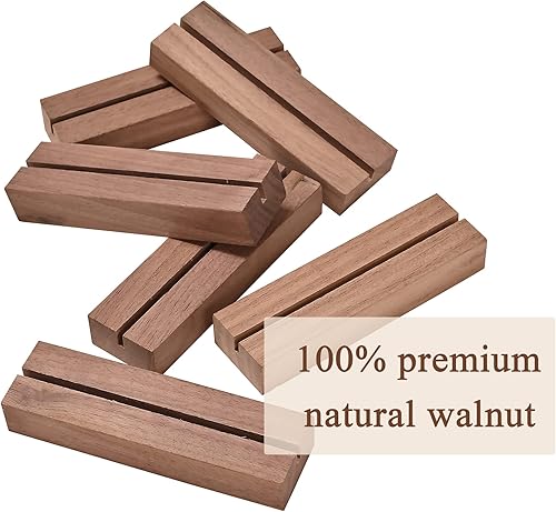 Miniatura 3 de WILLOWDALE 6 soportes para tarjetas de mesa de nogal para mesa, soportes acrílicos de números de mesa para recepción de boda, soporte de números de