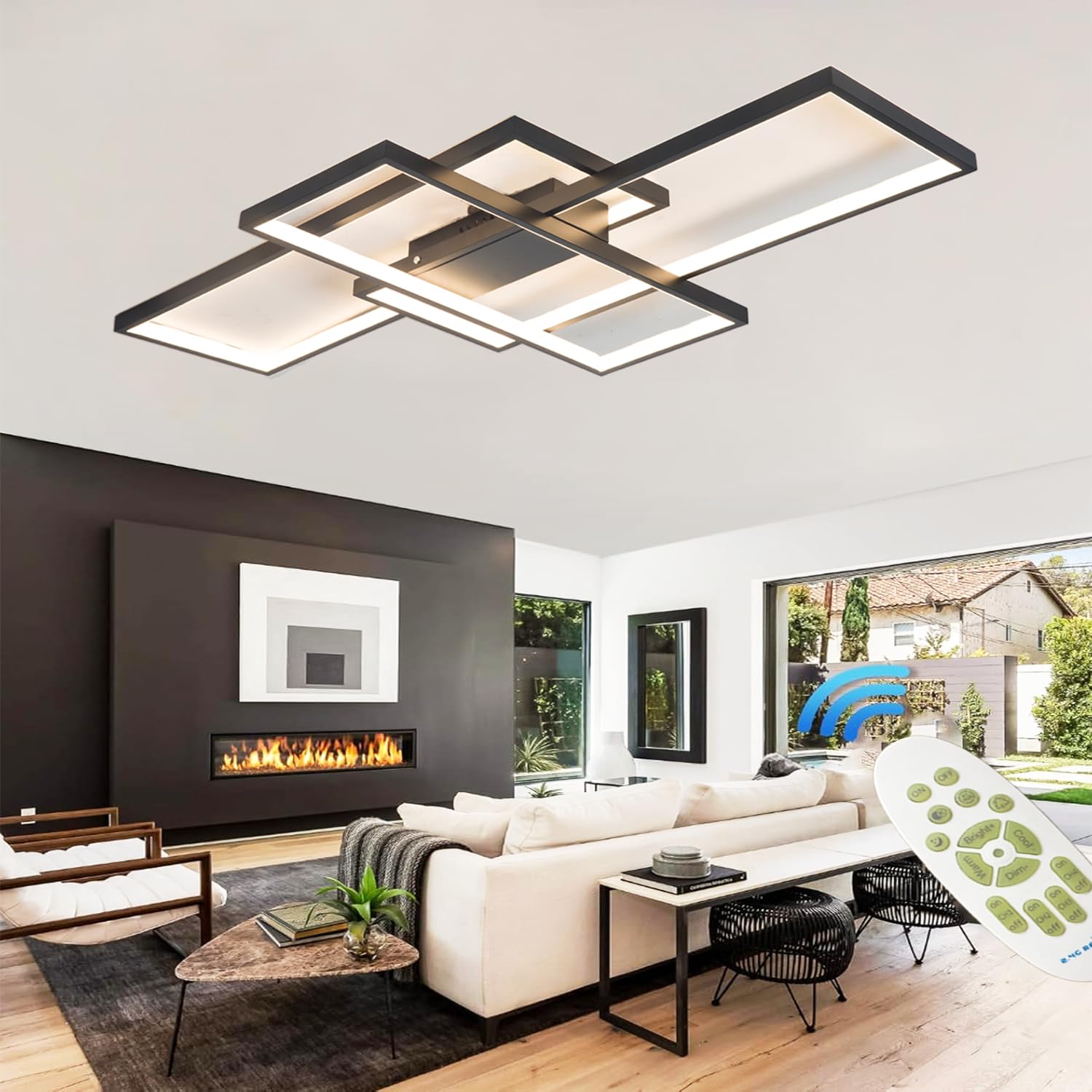 60W Lámpara de techo, 5400LM Plafones Para Techo LED Rectangular,Lámpara de Techo LED Regulable 3000K-6000K,para Dormitorio Cocina Salon