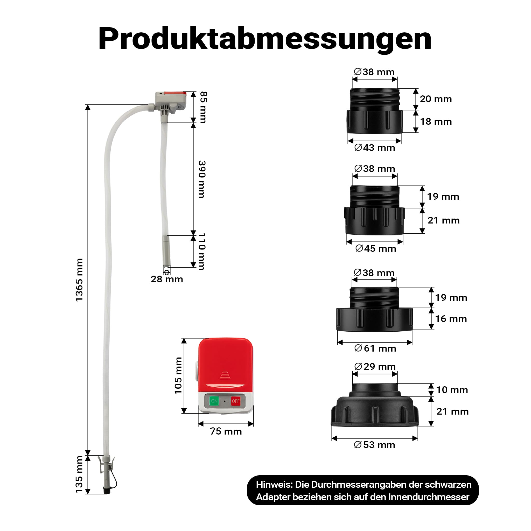 Wiltec batteriebetriebene Transferpumpe Auto USB ca. 12 l/min Förderleistung, Kraftstoffpumpe für Benzin, Diesel, Öl und Wasser, Umfüllpumpe mit Autostopp, Adapter und LED Anzeige