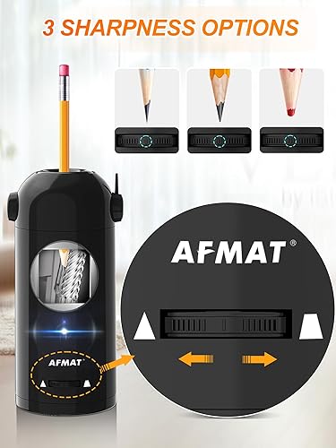 Miniatura 4 de AFMAT Sacapuntas eléctrico para lápices de colores 0.276-0.453 in, sacapuntas robot, sacapuntas manos libres recargable totalmente automático para