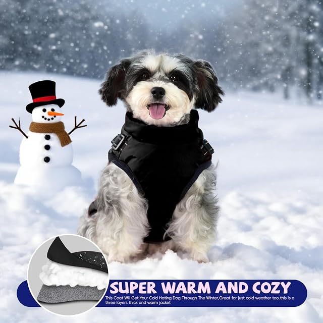 Foto 7 de 8 de Gyuzh Abrigo para perro con arnés, abrigo de invierno para perro, chaqueta de forro polar para perro