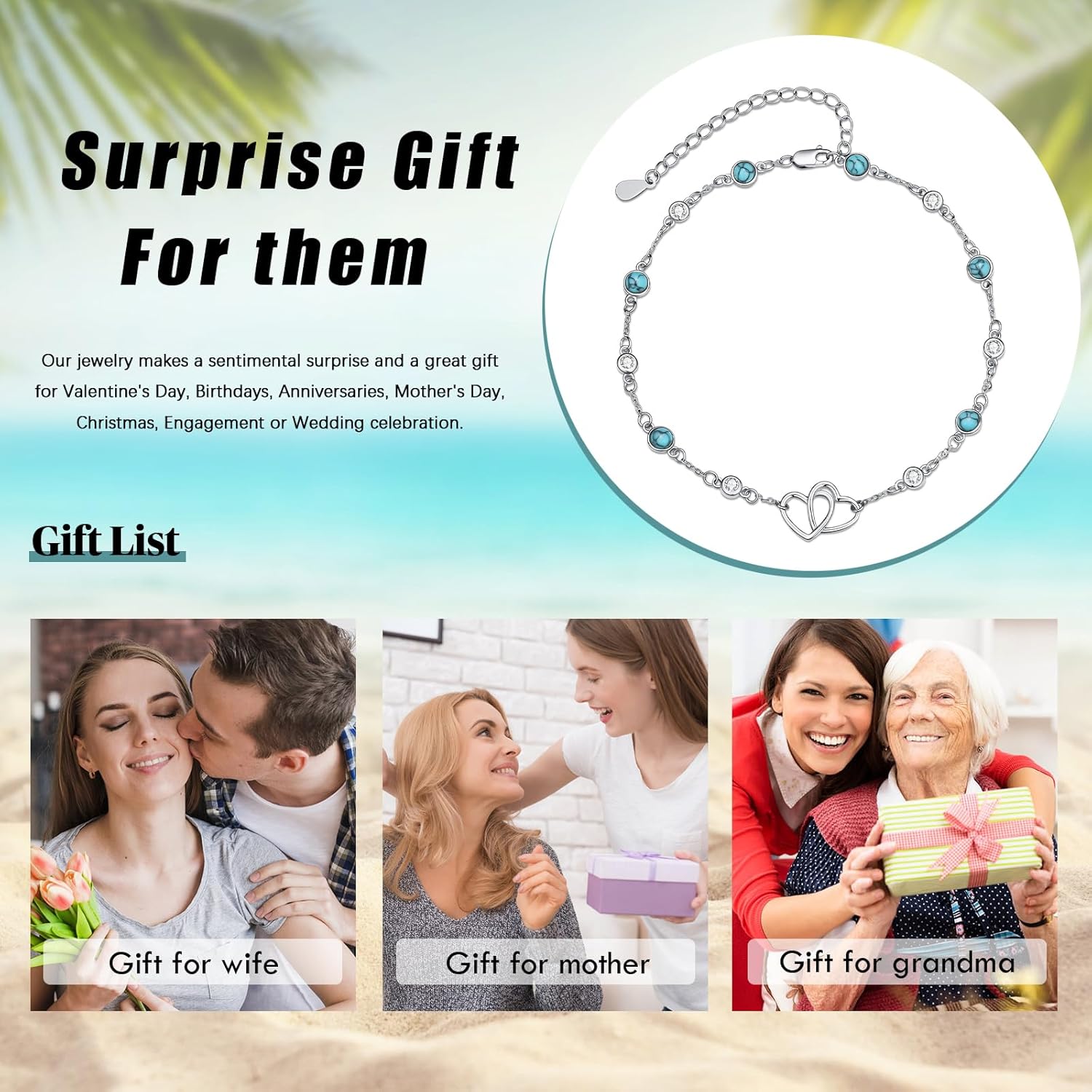 Anklet for Women 925 Sterling Silver Double Infinity Ankle Bracelet Waterproof Summer Jewelry Anniversary Birthday Gifts for Her - Image 6