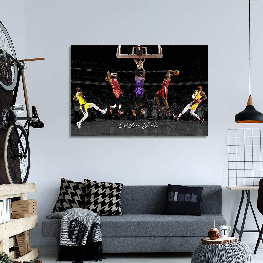 Five-Seller LeBron James Inspirerende Poster Basketbal Sterren Muur Art Canvas Schilderij Print Muurfoto's voor Ventilator Woonkamer Home Decor Jongens Kamer (8,60 x 90 cm (ingelijst