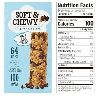 Soft & Chewy Granola Bars, Individually Wrapped, 0.85 oz Bars, 64-Count Value Pack Great for Snacks, Lunchboxes & On-the-Go