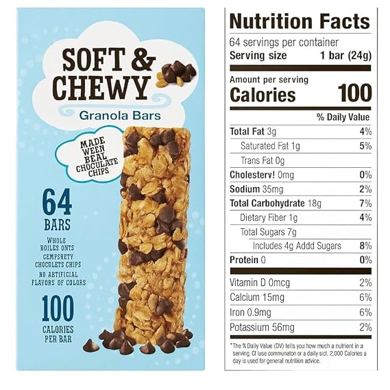 Soft & Chewy Granola Bars, Individually Wrapped, 0.85 oz Bars, 64-Count Value Pack Great for Snacks, Lunchboxes & On-the-Go