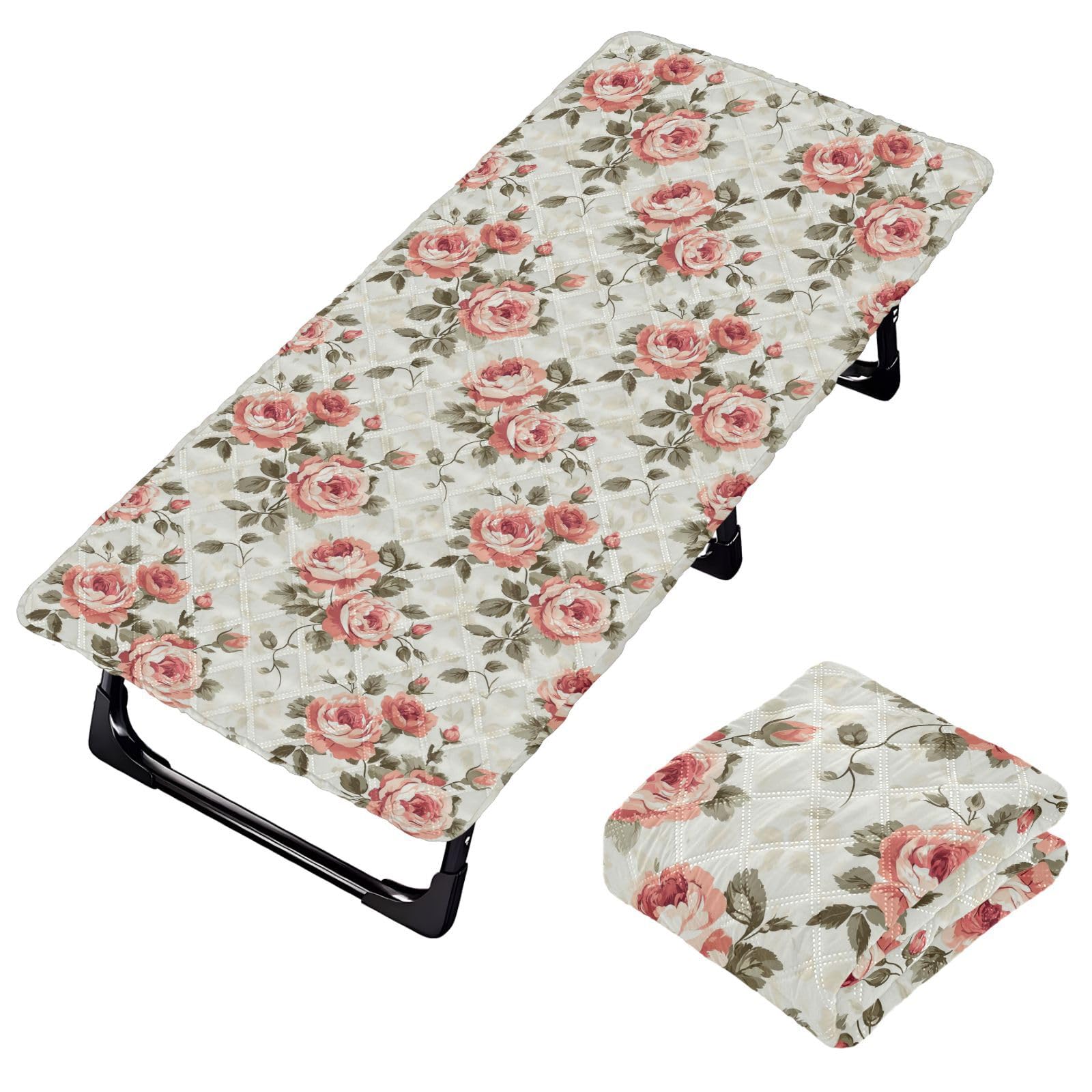 Peach Florals Travel Toddler Bed Sheet Washable Cot Sheet for Sleeper Travel Bed for Toddlers Baby Travel 50' x 25' (Bed Not Included)