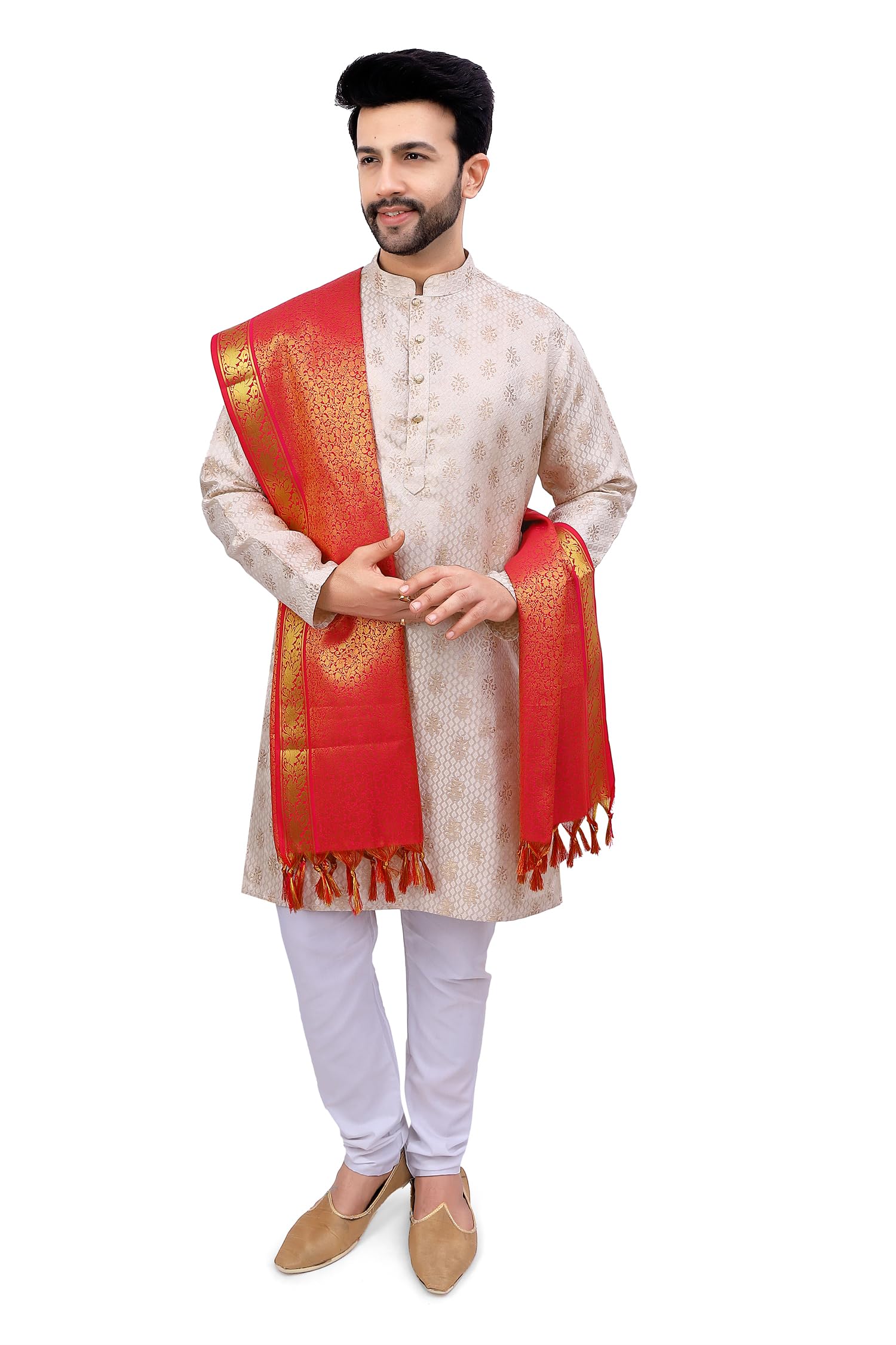 Traditional Wedding Collection Brocade Banarasi Silk Shawl, Shela, Dupatta For Men And Women Wedding Use It, [Size - 36×84 Inches, 2.25 Meter]-image-10