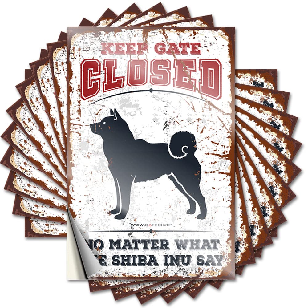 Decal Grunge Room Decor Aesthetic | Metal Door Keep Gate Closed No Matter What The Shiba Inu Say for Taupe(12X18CM)